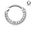 316L Surgical Steel White CZ Easy Hinged Clicker Septum Ring