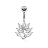 316L Surgical Steel White CZ Peacock Belly Ring