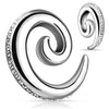 316L Surgical Steel White Gem Studded Spiral Ear Stretcher - Pierced Universe