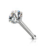 316L Surgical Steel White Round CZ Prong Gem Ball End Nose Ring Stud - Pierced Universe