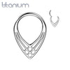 Implant Grade Titanium Art Deco Cross Weave V Shaped Septum Ring Clicker Hoop