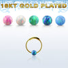 925 Sterling Silver Gold Plated Opal Ball Nose Hoop Ring - Pierced Universe