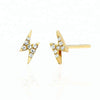 925 Sterling Silver Gold Plated White CZ Lightning Bolt Minimal Earring - Pierced Universe