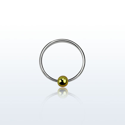 925 Sterling Silver Small Nose Hoop Ring with Fixed Gold Ball - Pierced Universe