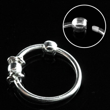 925 Sterling Silver Tribal Beaded Nose Hoop Ring