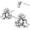 925 Sterling Silver Ultra Clear CZ Crystal 3 Stars Earring Studs