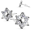 925 Sterling Silver Ultra Clear Paved CZ Crystal Flower Earring Studs