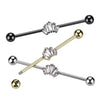 316L Surgical Steel Black PVD White CZ 5 Gem Baguette Industrial Barbell