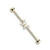 316L Surgical Steel Gold PVD White CZ Gem Butterfly Industrial Barbell - Pierced Universe