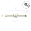 316L Surgical Steel Rose Gold PVD White CZ Gem Butterfly Industrial Barbell - Pierced Universe