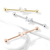 316L Surgical Steel Rose Gold PVD White CZ Gem Butterfly Industrial Barbell - Pierced Universe