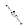 316L Surgical Steel White CZ Leaf Industrial Barbell - Pierced Universe