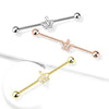 316L Surgical Steel White CZ Crown Industrial Barbell