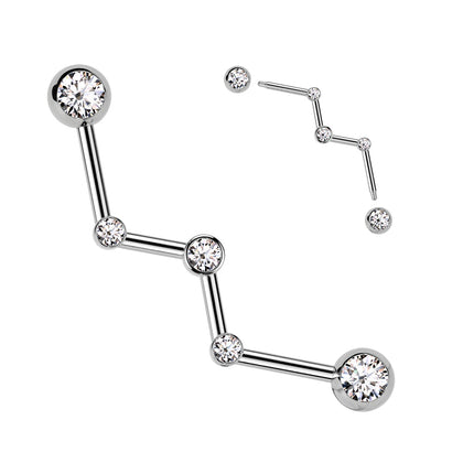 316L Surgical Steel White CZ Constellation Industrial Barbell - Pierced Universe