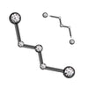 316L Surgical Steel Black PVD White CZ Constellation Industrial Barbell - Pierced Universe