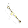 316L Surgical Steel Gold PVD Pistol Gun Outline Industrial Barbell