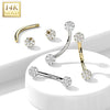 14kt White Gold White Multi CZ Cluster Curved Barbell