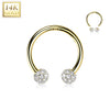 14kt Yellow Gold White Multi CZ Cluster Horseshoe