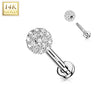 14kt White Gold Multi CZ Cluster Flat Back Labret