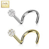 14kt White Gold Multi CZ Cluster Corkscrew Nose Ring