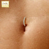 14KT Yellow Gold White CZ Clicker Hoop Hinged Belly Ring - Pierced Universe