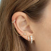 925 Sterling Silver Gold PVD Chain Connected CZ Stud With Faux Cartilage Conch Hoop