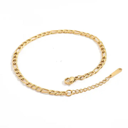 Stainless Steel Gold PVD Dainty Figaro Link Anklet