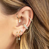 925 Sterling Silver Chain Connected CZ Stud With Faux Cartilage Conch Hoop