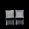 sterling silver 6x6 squared curved pave earring with screw back