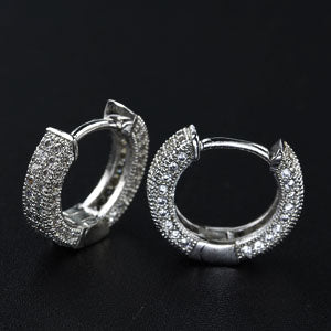 Sterling Silver Pave Hoop Earrings with cz all around