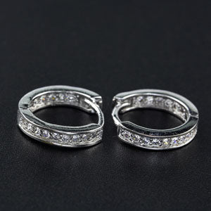 Sterling Silver Pave Hoop Earrings