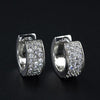 Sterling Silver Pave Hoop Earrings with 3 rows of cz