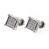 sterling silver 3 x 3 square pave earring with screw back