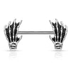 316L Surgical Steel Skeleton Hand Nipple Ring Straight Barbell