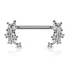 316L Surgical Steel White CZ Shooting Star Nipple Ring Straight Barbell