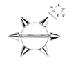 316L Surgical Steel Multi Spike Nipple Ring Shield Straight Barbell