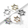 316L Surgical Steel Rainbow PVD Multi Spike Nipple Ring Shield Straight Barbell