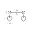 316L Surgical Steel White CZ Heart Outline Dangle Straight Barbell Nipple Ring