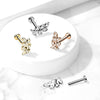 316L Surgical Steel Gold PVD White CZ Leaf Flat Back Labret