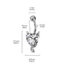 316L Surgical Steel Devil Horns White CZ Heart Belly Ring