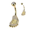 316L Surgical Steel Gold PVD White CZ Heart Baby Foot Belly Ring