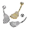 316L Surgical Steel Gold PVD White CZ Heart Baby Foot Belly Ring