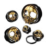 316L Surgical Steel Black PVD Tiger Skull Screw On Ear Tunnels - Pierced Universe