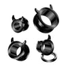 316L Surgical Steel Black PVD Devil Horns Screw On Ear Tunnels