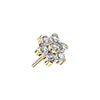 Titanium Threadless Gold PVD White CZ Flower Top