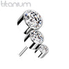 Titanium Threadless 3 gem top