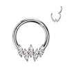 316L Surgical Steel 5 Gem Marquise White CZ Septum Daith Hinged Clicker Hoop