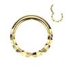 316L Surgical Steel Gold PVD Textured Pattern Septum Daith Hinged Clicker Hoop