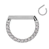 316L Surgical Steel White CZ Pave D Shaped Hinged Septum Clicker - Pierced Universe