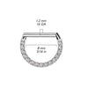 316L Surgical Steel Gold PVD White CZ Pave D Shaped Hinged Septum Clicker - Pierced Universe